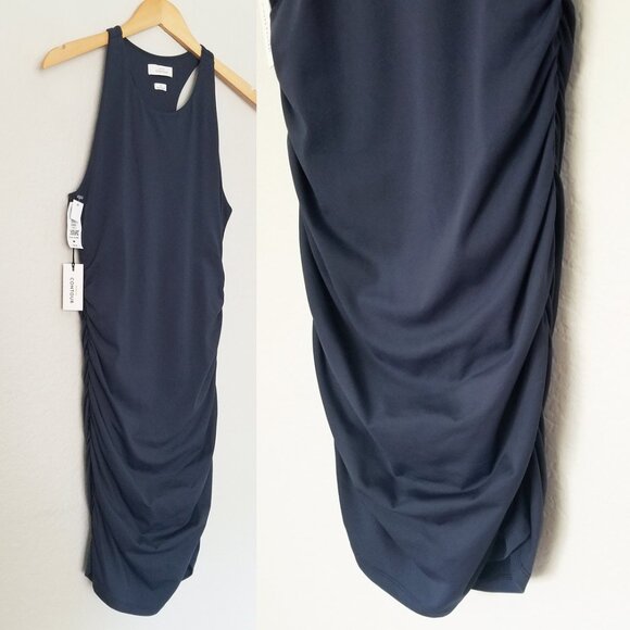 NEW Aritzia Babaton Contour Ruched Racer Sleeveless Mini Dress M Navy Blue $88 - Picture 14 of 14